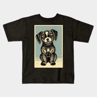 Adorable Wood Block Puppy Kids T-Shirt